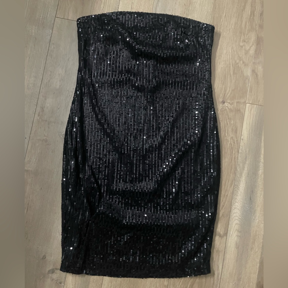 Black sequin sparkle tube dress